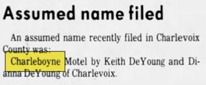 Charleboyne Motel - Mar 1985 Deyoung Family Registers Name